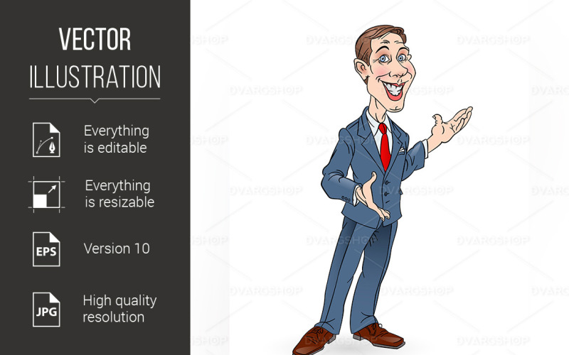 Download Vector "Businessman - Vector Image" / Businessman - Vector Image - Vector на тему графика businessman,man,successful,business,presenting,illustration,background,white,men,fresh,young,work,one,office,presentation,smart,professional,studio,career,corporate