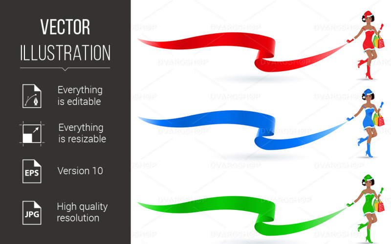 Download Vector "Happy Shopping Girl - Vector Image" / Happy Shopping Girl - Vector Image - Vector на тему графика christmas,sale,happy,shopping,girl,white,background,sexy,isolated,red,gift,modern,enjoying,fashion,women,trendy,xmas,woman,dress