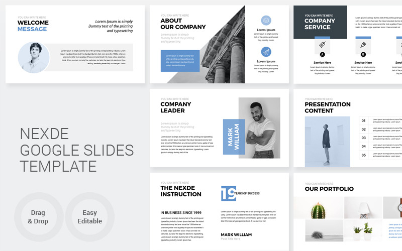 Nexde - Présentation d'entreprise simple et moderne Google Slides