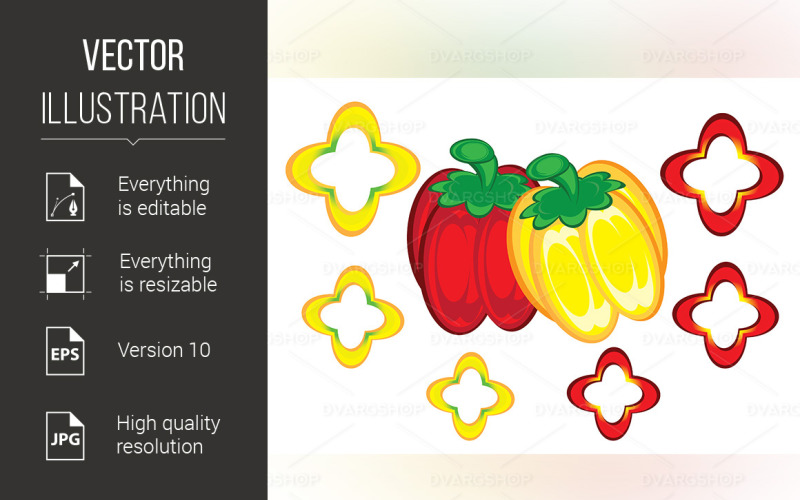 Download Vector "Red and Yellow Peppers - Vector Image" / Red and Yellow Peppers - Vector Image - Vector на тему графика red,yellow,peppers,background,white,diet,eat,capsicum,fresh,tropical,eating,paprika,vegetarian,agriculture,lifestyle,organic,salad,cooking,ripe,isolated