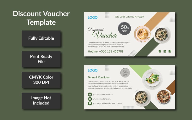 Restaurant Discount Voucher Template - Vector Image