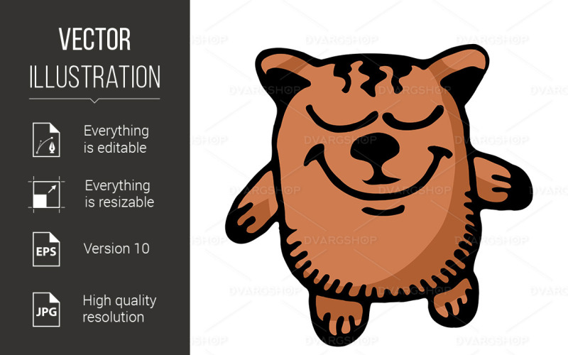 Download Cartoon Bear Illustration On White Background For Design.