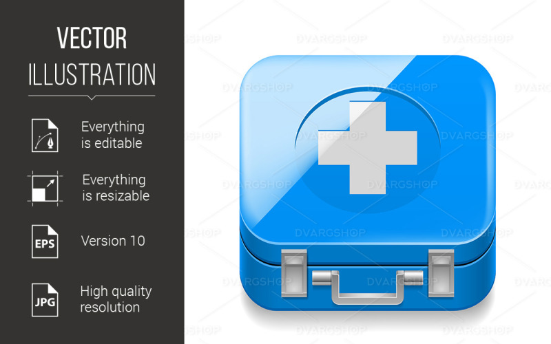 Download Vector "First-aid Kit - Vector Image" / First-aid Kit - Vector Image - Vector на тему графика kit,icon,white,blue,relief,sign,set,health,healthcare,cure,care,help,isolated,cross,curing,assistance,pharmacy,single
