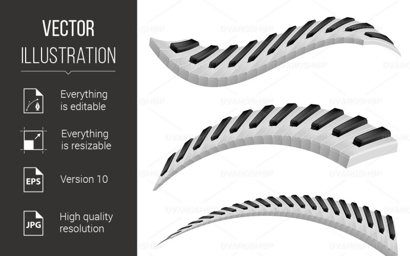 Download Vector "Illustration of Wavy Piano Keys - Vector Image" / Illustration of Wavy Piano Keys - Vector Image - Vector на тему графика piano,illustration,wavy,keys,white,lift,repetition,sound,isolated,classical,bend,curve,harmony,frame,jazz,play,cgi,rock,key,wave