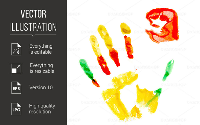 Download Vector "Paint Print of Human Hand - Vector Image" / Paint Print of Human Hand - Vector Image - Vector на тему графика human,paint,print,fist,multicolored,palm,individuality,mixed,painting,identity,spectrum,icon,stain,image,sign,vector,texture,blob,element,grunge