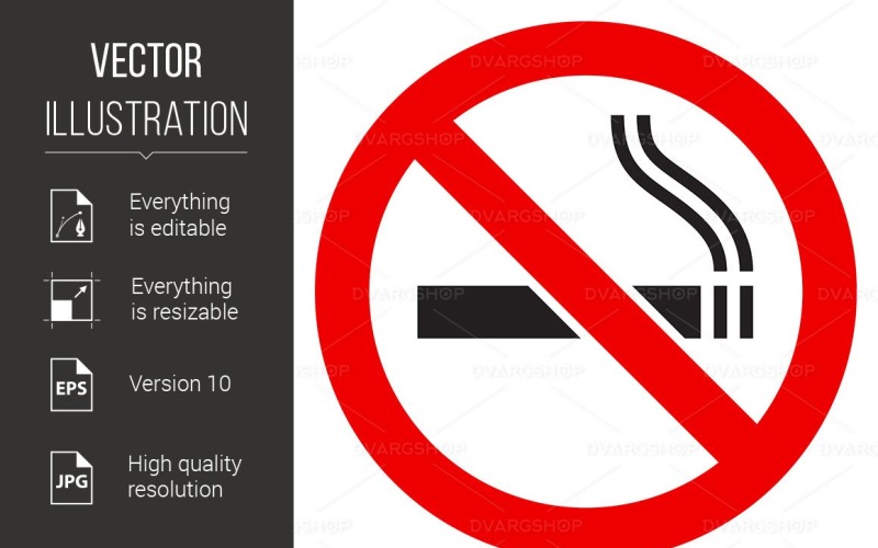Download Vector "The Simple Sign No Smoking - Vector Image" / The Simple Sign No Smoking - Vector Image - Vector на тему графика smoking,sign,illustration,background,white,cigarette,reflection,addiction,symbol,issues,stop,habit,smoke,isolated,danger,not,cigar,hazard,tobacco,interdiction
