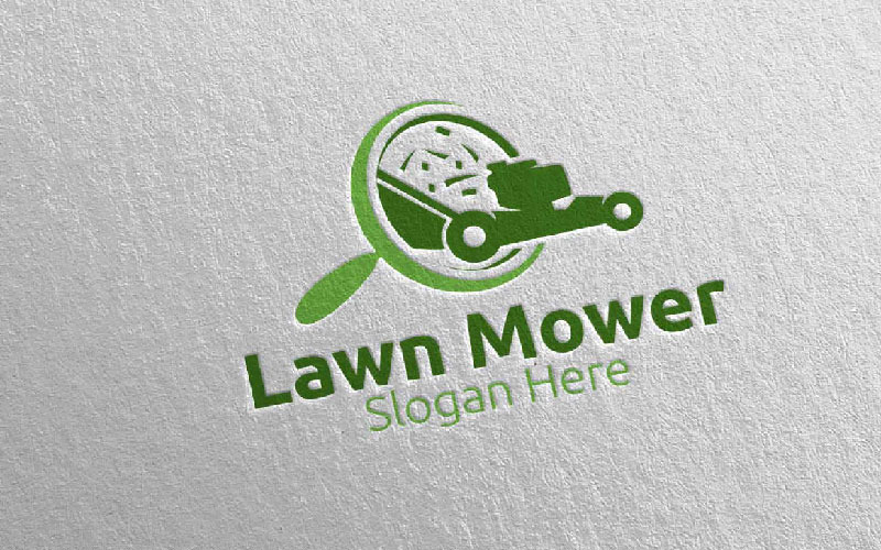 Vind grasmaaier Gardener Mowing 19 Logo Template