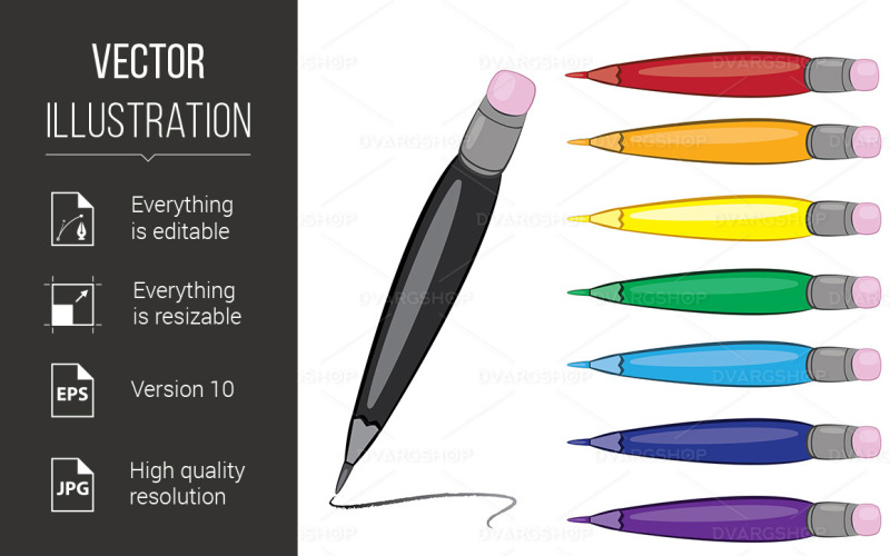 Download Vector "Colorfull Pens - Vector Image" / Colorfull Pens - Vector Image - Vector на тему графика colorfull,pens,design,vector,white,education,pretty,sign,four,fine,equipment,painting,pen,fun,line,still,school,art,purple,yellow