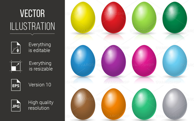 Download Vector "Easter Eggs Set - Vector Image" / Easter Eggs Set - Vector Image - Vector на тему графика eggs,easter,set,background,illustration,white,holiday,spring,abstract,plant,icon,floral,paint,red,egg,decor,graphic,gift,purple,collection