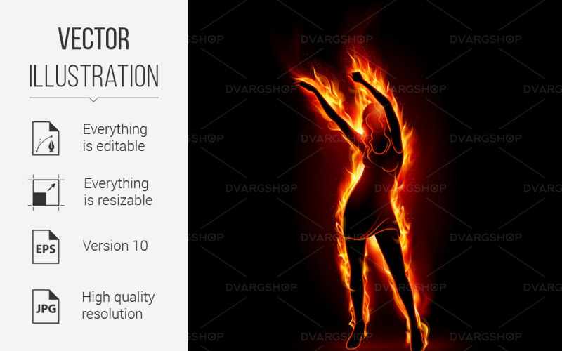 Download Vector "Fiery Girl - Vector Image" / Fiery Girl - Vector Image - Vector на тему графика girl,fiery,dancing,fire,background,hot,black,symbol,person,discoque,aerobics,female,effect,artistic,party,heat,dancer,red,fashion,expression