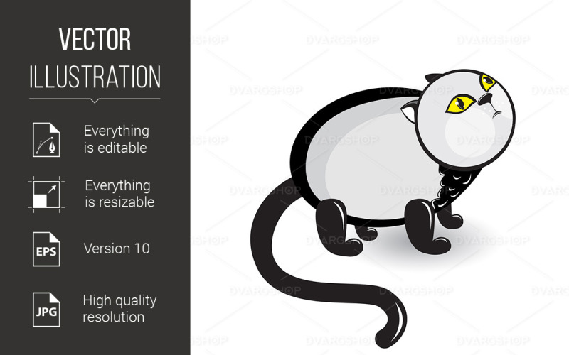 Gato gris de dibujos animados con ojos tristes - Imagen vectorial