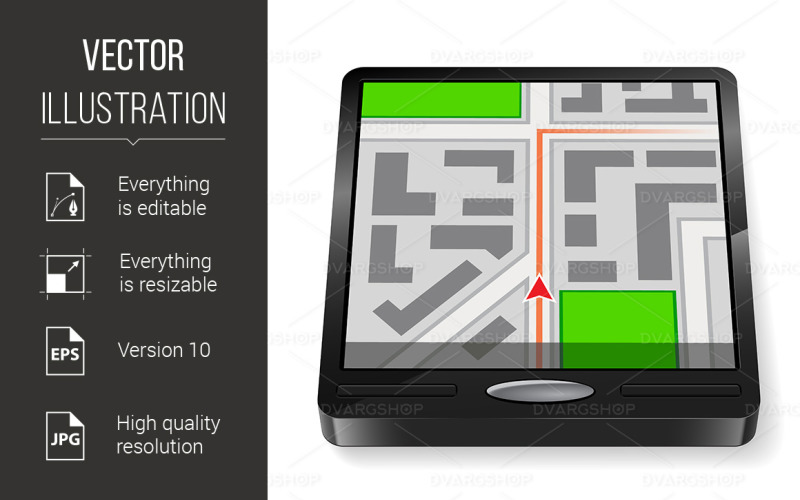 GPS-навігатор без тексту ілюстрації на білому тлі для дизайну - векторні зображення