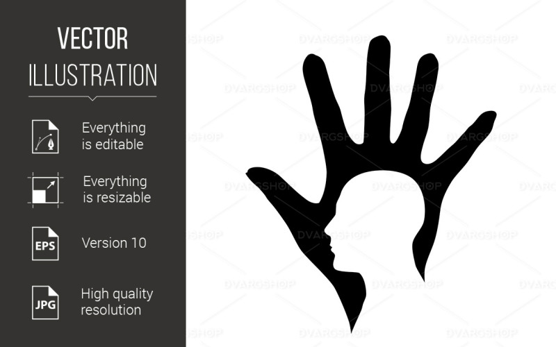 Download Vector "Hand and Head Shape Illustration on White Background - Vector Image" / Hand and Head Shape Illustration on White Background - Vector Image - Vector на тему графика head,shape,illustration,white,background,abstract,concept,happy,monster,health,business,man,symbol,decorative,art,new,profile,draw,graphic,design