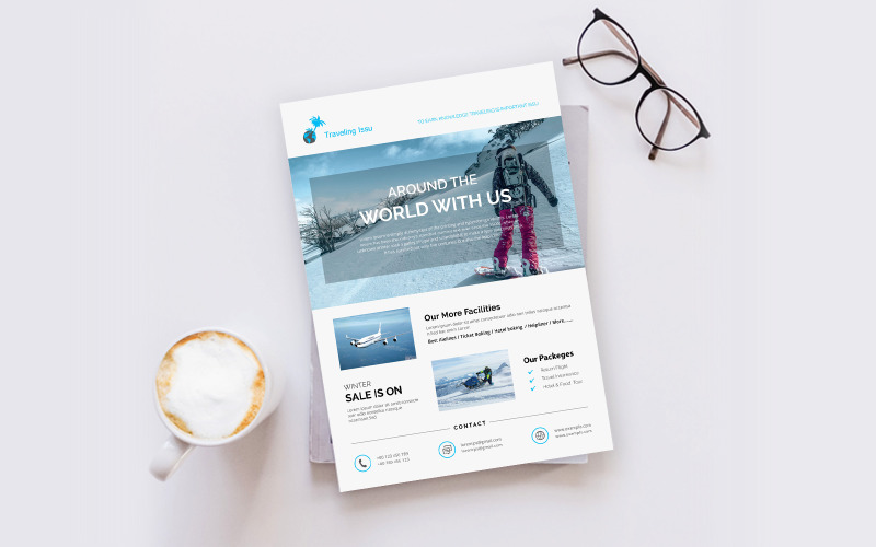 Download Фирменный стиль "Travel &amp; Tour Flyer - Corporate Identity Template" / Travel &amp; Tour Flyer - Corporate Identity Template - Фирменный стиль на тему графика font,travel,letter,design,text,type,style,illustration,background,symbol,element,graphic,summer,logo,beach,tourism,modern,holiday,sky,flight