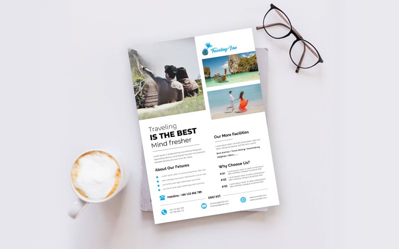 Download Фирменный стиль "Travel &amp; Tour Flyer - Corporate Identity Template" / Travel &amp; Tour Flyer - Corporate Identity Template - Фирменный стиль на тему графика font,travel,letter,design,text,type,style,illustration,background,symbol,element,graphic,summer,logo,beach,tourism,modern,holiday,sky,flight