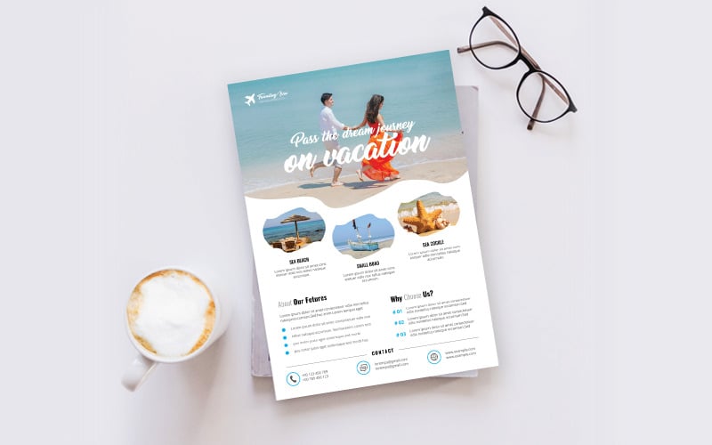 Download Фирменный стиль "Travel &amp; Tour Flyer - Corporate Identity Template" / Travel &amp; Tour Flyer - Corporate Identity Template - Фирменный стиль на тему графика font,travel,letter,design,text,type,style,illustration,background,symbol,element,graphic,summer,logo,beach,tourism,modern,holiday,sky,flight