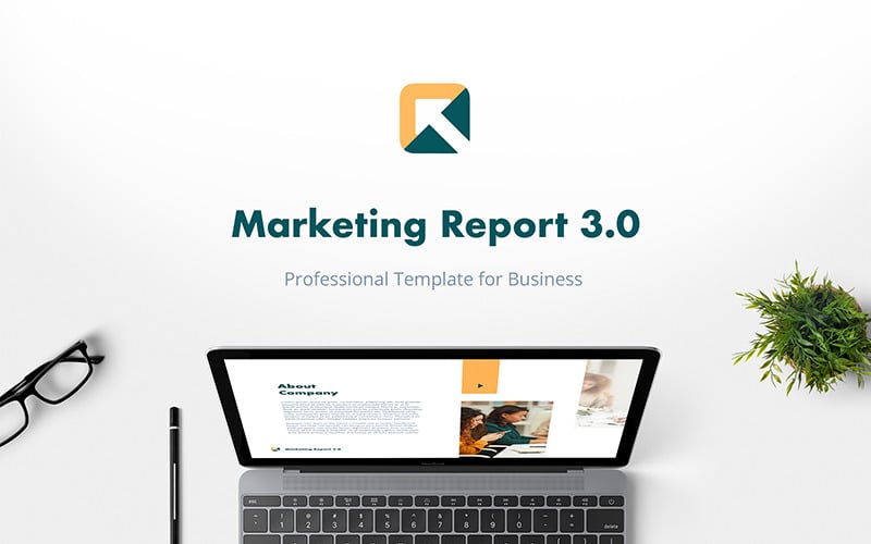 Modelo de PowerPoint de relatório de marketing 3.0