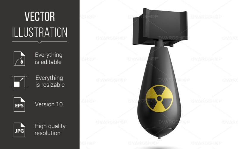 Download Vector "Bomb - Vector Image" / Bomb - Vector Image - Vector на тему графика bomb,background,isolated,illustration,white,explosion,design,circle,destruction,radiation,aircraft,sign,vertically,logo,war,dangerous,fight,conflict,air,warfare