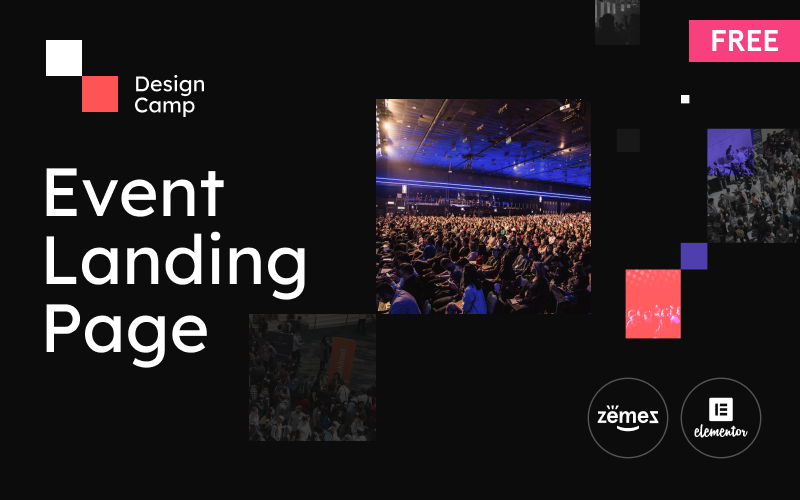 DesignCamp - Gratis modern evenement-bestemmingspagina-platform WordPress-thema