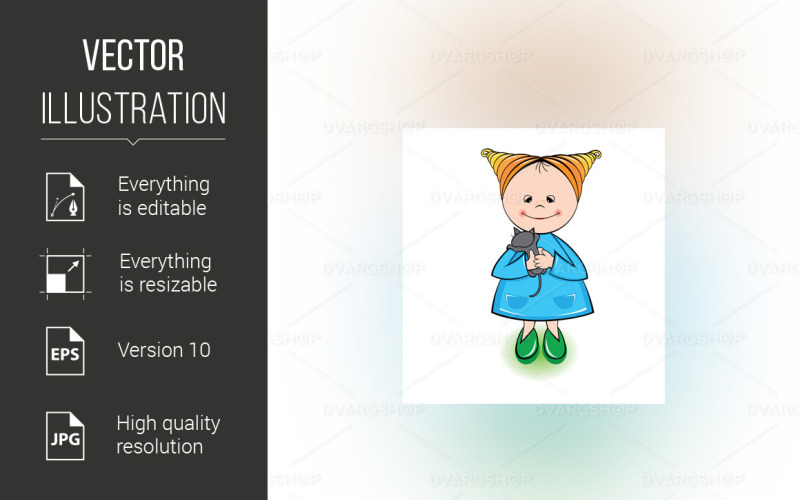 Dziewczyna z kotem - grafika wektorowa