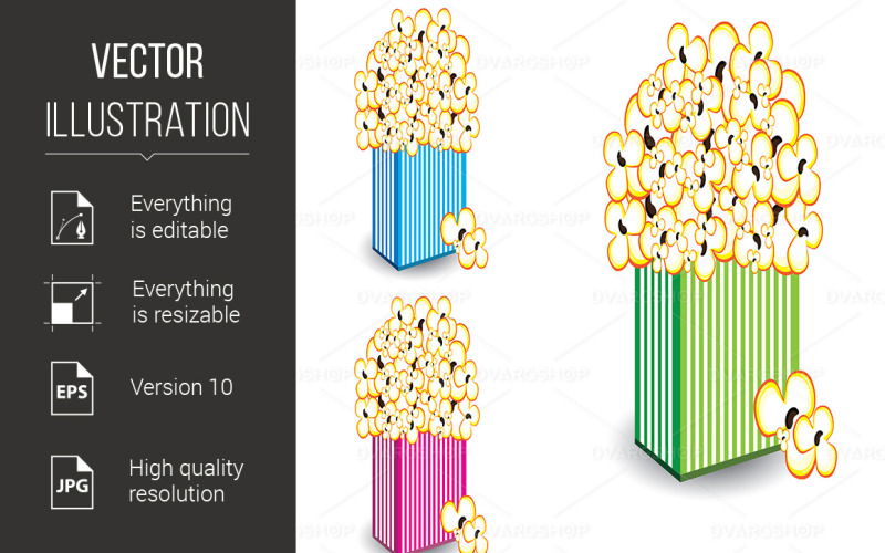 Download Vector "Popcorn in a Colorful Striped Bags - Vector Image" / Popcorn in a Colorful Striped Bags - Vector Image - Vector на тему графика popcorn,background,striped,white,gold,fresh,leg,corn,yellow,smile,nutritious,entertainment,face,food,butter,healthy,picture,oil,green,light