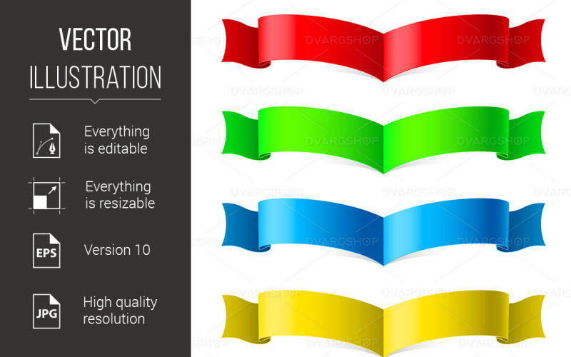 Download Vector "Ribbons Set - Vector Image" / Ribbons Set - Vector Image - Vector на тему графика set,design,illustration,ribbons,ribbon,white,vintage,space,icon,yellow,modern,abstract,blank,corner,sign,background,element,graphic,celebration,artistic