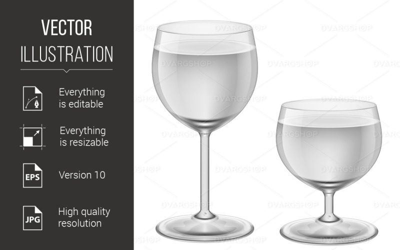 Download Vector "Wineglasses - Vector Image" / Wineglasses - Vector Image - Vector на тему графика wineglasses,background,glass,white,water,eating,cool,cocktail,cup,single,closeup,empty,mineral,object,alcohol,blank,booze,reflection,wineglass,color
