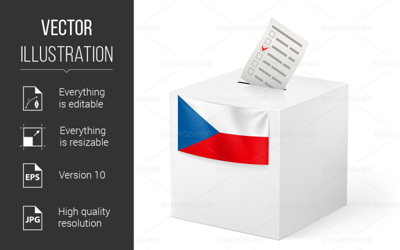 Download Vector "Ballot Box with Voicing Paper Czech Republic - Vector Image" / Ballot Box with Voicing Paper Czech Republic - Vector Image - Vector на тему графика ballot,box,republic,voicing,czech,paper,with,flag,nation,election,isolated,white,symbol,government,select,triangle,right,europe,referendum,choice