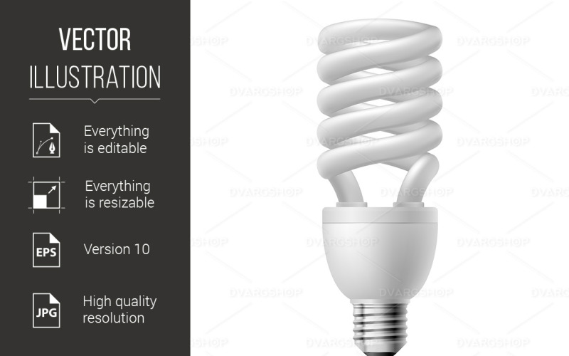 Download Vector "Energy Saving Lamp - Vector Image" / Energy Saving Lamp - Vector Image - Vector на тему графика saving,illustration,background,save,energy,bulb,lightbulb,lamp,light,white,vector,isolated,power,clean,alternative,spiral,fluorescent,equipment,conservation,idea