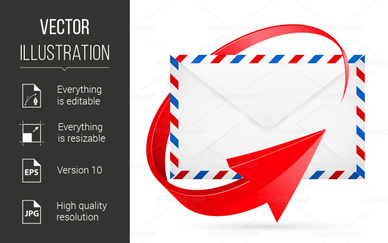 Download Vector "Envelope With Red Arrow Around - Vector Image" / Envelope With Red Arrow Around - Vector Image - Vector на тему графика envelope,arrow,red,around,with,letter,mail,curved,exchange,send,rectangle,white,vintage,correspondence,background,par avion,nobody,service