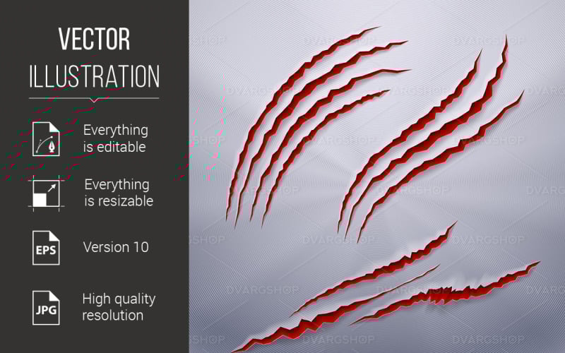 Download Vector "Predator Scratches - Vector Image" / Predator Scratches - Vector Image - Vector на тему графика shred,scratches,mark,illustration,scratch,animal,slash,predator,wound,background,claw,knife,shredding,scar,effect,vector,blank,danger,power,sharp
