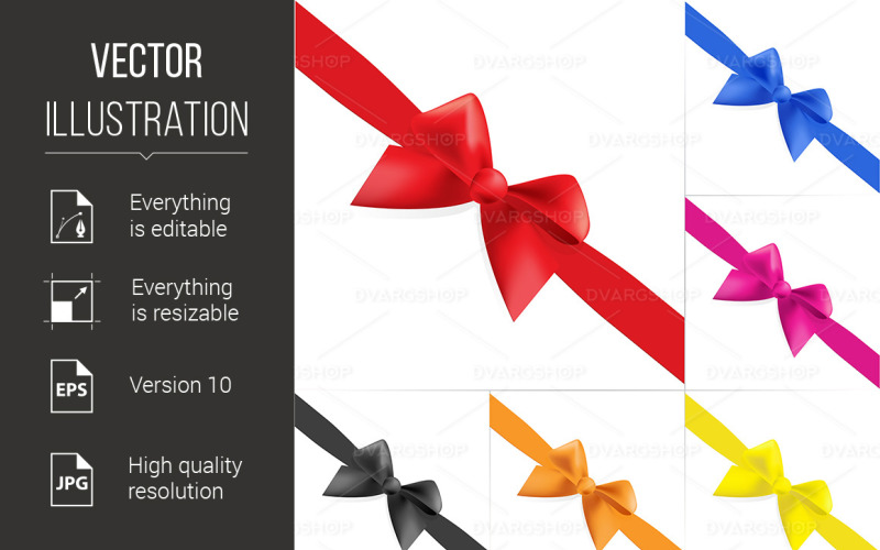 Download Vector "Set of Celebratory Bows #4 - Vector Image" / Set of Celebratory Bows #4 - Vector Image - Vector на тему графика celebratory,set,bows,design,vector,concept,symbol,card,seasonal,christmas,banner,element,tradition,white,poster,package,bright,gold,holiday,knot