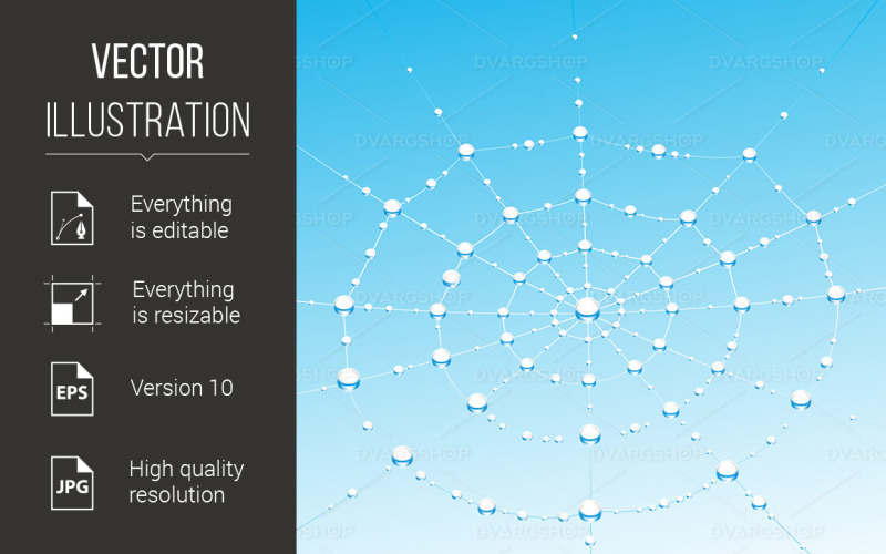 Download Vector "Spiderweb - Vector Image" / Spiderweb - Vector Image - Vector на тему графика fresh,morning,dewdrops,illustration,blue,spiderweb,web,spider,cobweb,background,abstract,water,blob,waterdrop,drop,dribblet,backgrounds,bead,reflect,design