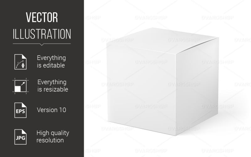 Download Vector "White Box - Vector Image" / White Box - Vector Image - Vector на тему графика design,cardboard,packaging,white,box,template,front,carton,lid,vector,pack,open,customized,space,shipping,inside,icons,retail,objects,service