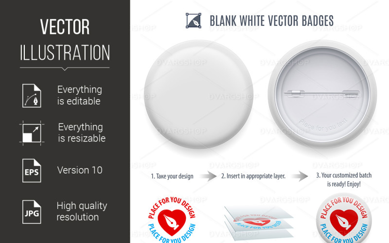 Download Vector "Badge - Vector Image" / Badge - Vector Image - Vector на тему графика badge,white,design,badges,template,blank,space,banner,place,sample,decoration,render,heart,copy space,creative,concept,sale,bussines,above,button