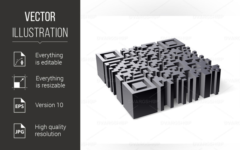 Código QR 3D - Imagen vectorial