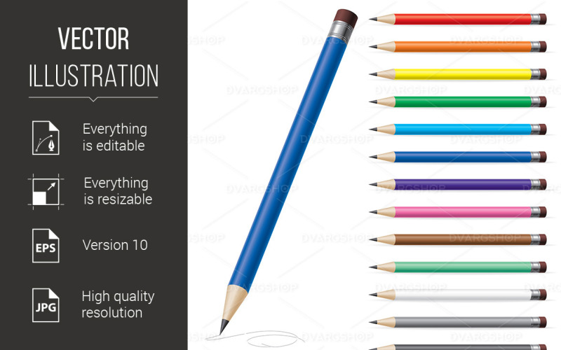 Download Vector "Color Pencils #2 - Vector Image" / Color Pencils #2 - Vector Image - Vector на тему графика pencils,color,illustration,background,pencil,blue,school,pink,green,white,vector,yellow,multi,crayon,education,pastel,macro,set,kid,writing