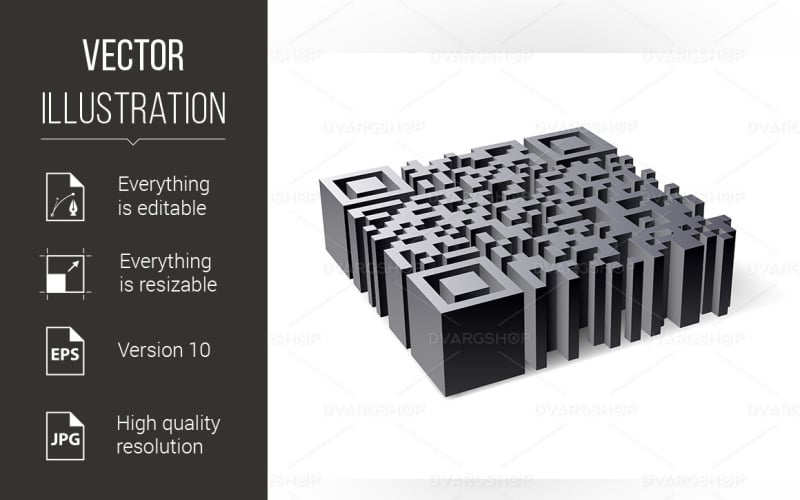 3D QR Code - Vector Image