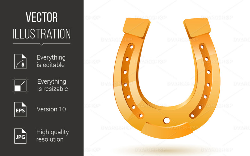 Download Vector "Horseshoe - Vector Image" / Horseshoe - Vector Image - Vector на тему графика design,white,illustration,background,horse,shoe,horseshoe,vector,icon,lucky,charm,luck,shape,golden,success,fortune,mascot,iron,forged,shadow