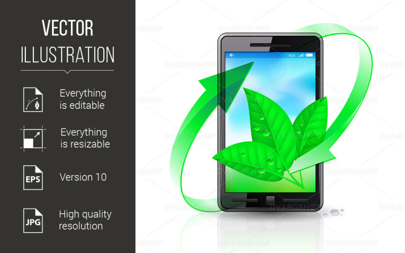 Download Vector "Mobile Phone - Vector Image" / Mobile Phone - Vector Image - Vector на тему графика phone,environmental,illustration,green,telephone,energy,concept,mobile,cellphone,smartphones,telecommunications,realistic,black,detailed,technology,touch,sms,blue,isolated,style