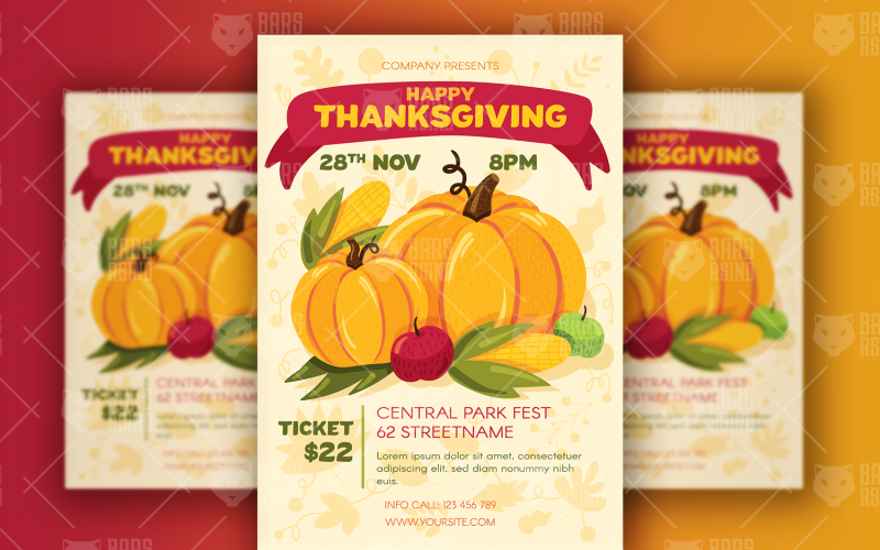 Download Фирменный стиль "Thanksgiving Poster With Harvest - Corporate Identity Template" / Thanksgiving Poster With Harvest - Corporate Identity Template - Фирменный стиль на тему графика thanksgiving,pumpkin,corn,apple,harvest,autumn,traditional,november,season,festival,template,print,dinner,invitation,poster,fall,party,vector,a4,psd