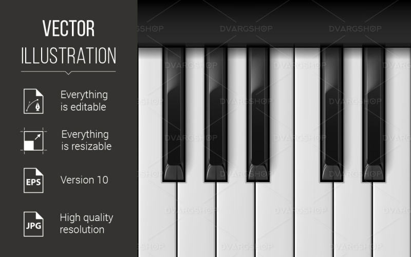 Zongora kulcsok - vektor kép