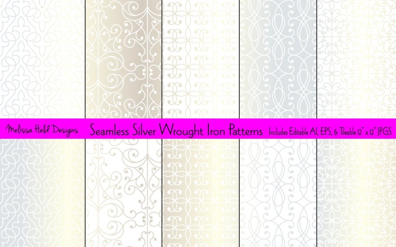 Silver Wrought Iron Seamless Pattern