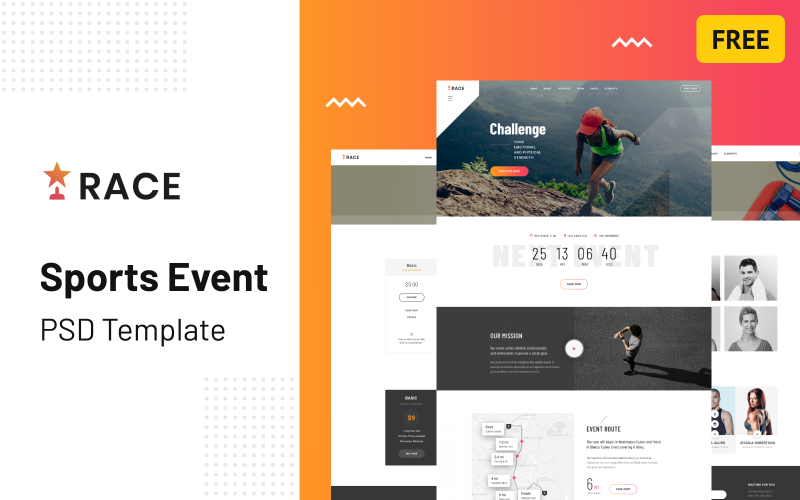 Carrera - Evento deportivo Plantilla PSD gratuita multipropósito creativa