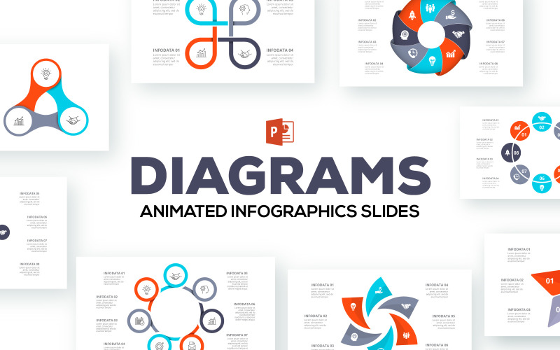 Diagrammen Geanimeerde Infographics Presentaties PowerPoint-sjabloon