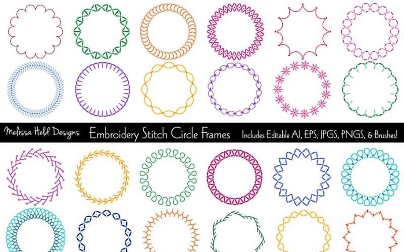 Download Pattern "Embroidery Stitch Circle Frames Pattern" / Embroidery Stitch Circle Frames Pattern - Pattern на тему графика retro,vintage,stripe,trim,pattern,fabric,textile,brush,brushes,seamless,trimming,embroidery,hand drawn,stitching,embroidered,sewing,stitches,decorative,thread,border