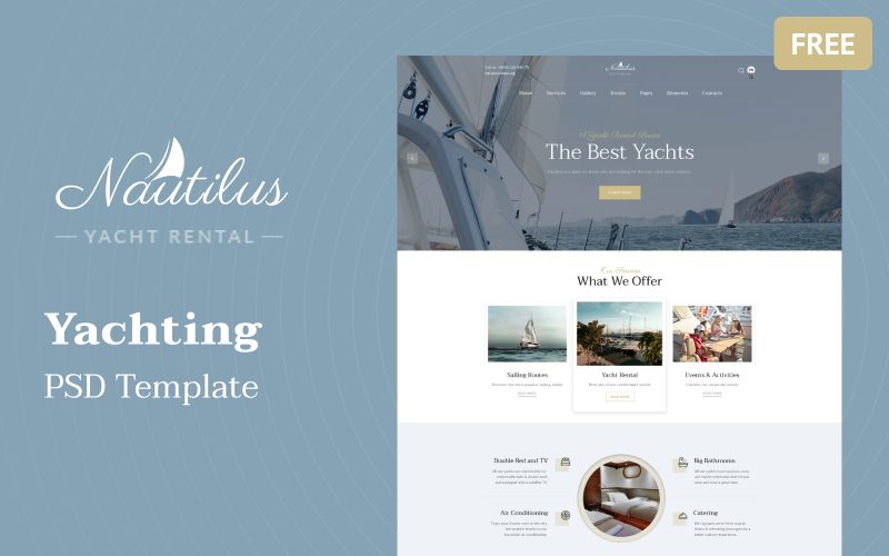 Nautilus - Безкоштовний шаблон PSD для яхтингу