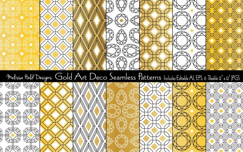 Ouro Art Deco Seamless Pattern