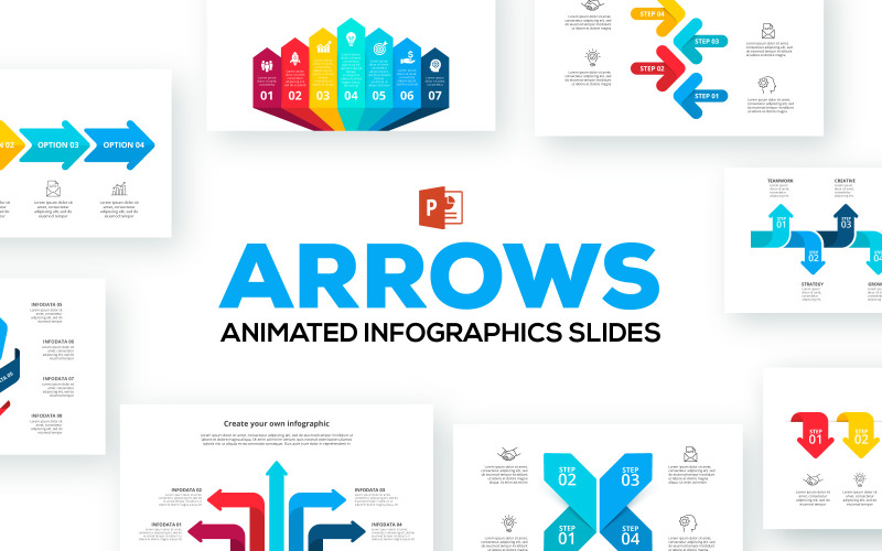 Šipky Animované infografiky Prezentace PowerPoint šablona