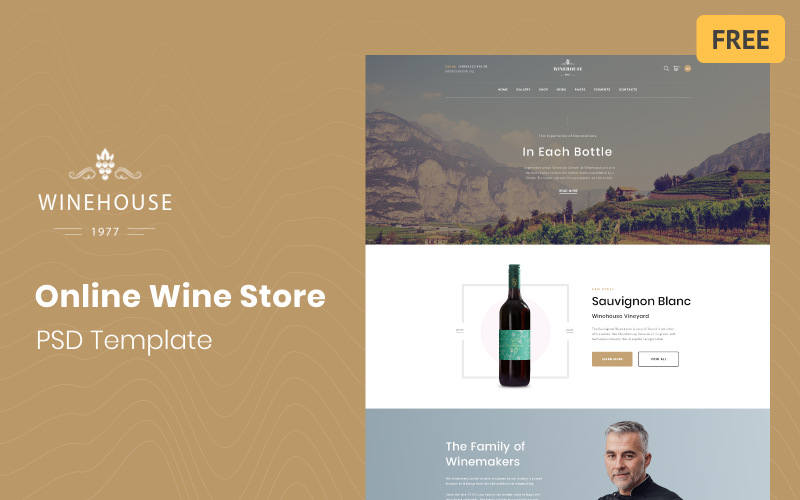 Winehouse - online vinotéka zdarma PSD šablona